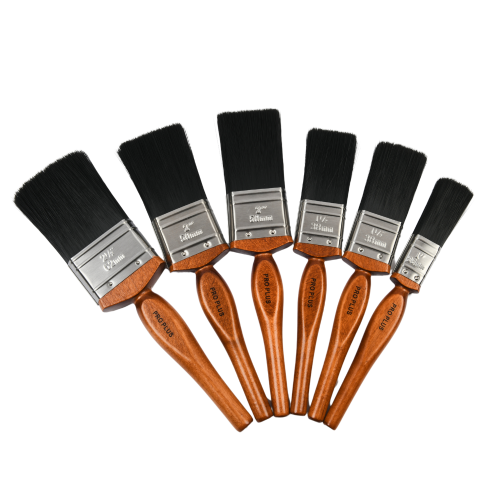 Set of 3 Professional Paint Brushes - Natural Bristle/Wood Handle