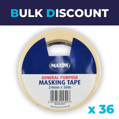 Maxim General Purpose Masking Tape 24mm x 50m - Box of 36