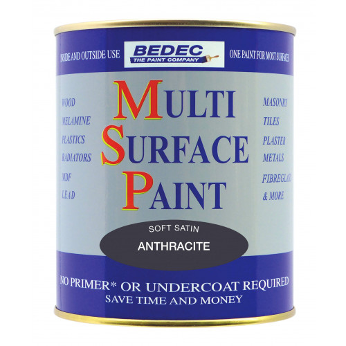 Product Image for Bedec Multi Surface Paint Satin Anthracite 750ml