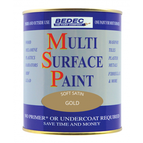 Product Image for Bedec Multi Surface Paint Satin Gold 250ml