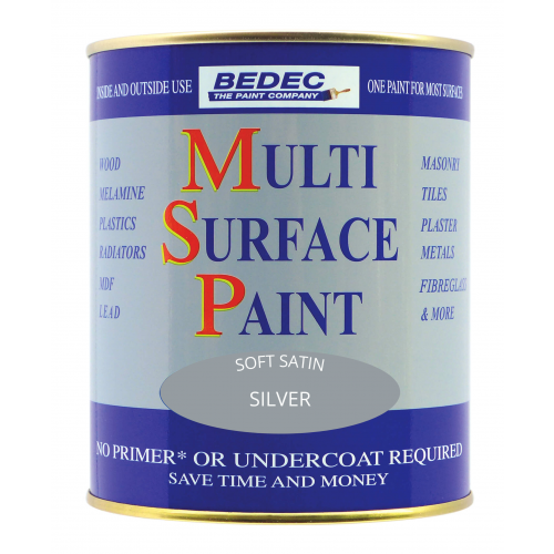 Product Image for Bedec Multi Surface Paint Satin Silver 250ml