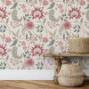 Arthouse Fable Trail Linen/Raspberry/Green Wallpaper