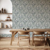 Arthouse Floral Cartouche Slate Blue Wallpaper