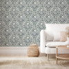 Arthouse Floral Cartouche Slate Blue Wallpaper