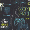 Graham & Brown Fresco Game Over Wallpaper Black/Multi