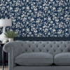 Laura Ashley Rye Wallpaper Midnight Seaspray Blue