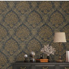 Metropolitan Stories Travel Styles Metallic Damask Wallpaper Black - 391123