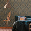 Metropolitan Stories Travel Styles Metallic Damask Wallpaper Black - 391123