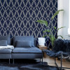 Arthouse Sequin Trellis Navy/Silver Wallpaper