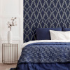 Arthouse Sequin Trellis Navy/Silver Wallpaper