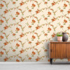 Design ID Fabric Touch Flower Cream & Orange Wallpaper