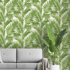 Design ID Tropical Palm Leaf Green & White Wallpaper