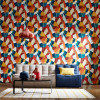 Ohpopsi Grafik Abstract Geo Wallpaper Rust & Peacock