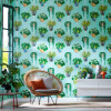 Ohpopsi Grafik Houseplant Geo Wallpaper Cerulean Twist