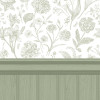 Hoopla Walls Slat Walls Tongue And Groove Floral Toile Wallpaper Sage