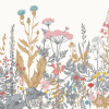 Origin Murals Botanical Fleur Mural Dove & Coral - Medium (300cm x 240cm)