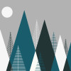 Origin Murals Graphic Mountains Mural Grey & Peacock - Medium (300cm x 240cm)