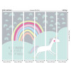 Origin Murals Rainbow Unicorn Mural Mint & Grey - Medium (300cm x 240cm)