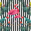 Origin Murals Flamingo Stripe Mural Multi - Medium (300cm x 240cm)