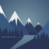 Origin Murals Snowy Mountain Valley Mural Steel Blue - Medium (300cm x 240cm)