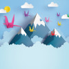 Origin Murals Origami Mountains Mural Powder Blue - Medium (300cm x 240cm)