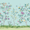 Origin Murals Oriental Flower Tree Mural Blue - Medium (300cm x 240cm)