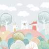 Origin Murals Woodland Friends Mural Grey - Medium (300cm x 240cm)