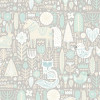 Origin Murals Scandi Forest Animals Mural Warm Grey - Medium (300cm x 240cm)