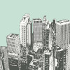 Origin Murals Urban City Skyscrapers Mural Mint Green - Medium (300cm x 240cm)
