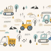Origin Murals Tractors And Diggers Mural Duckegg Blue - Medium (300cm x 240cm)