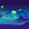Origin Murals Space Landscape Mural Blue - Medium (300cm x 240cm)