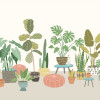 Origin Murals Houseplant Pots Mural Grey - Medium (300cm x 240cm)