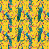 Origin Murals Flowery Peacocks Mural Yellow - Medium (300cm x 240cm)