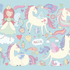 Origin Murals Princess Unicorn Mural Blue - Medium (300cm x 240cm)