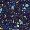 Origin Murals Space Doodle Text Mural Navy Blue - Medium (300cm x 240cm)