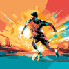 Origin Murals Football Player Abstract Landscape Mural Orange - Medium (300cm x 240cm)
