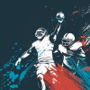 Origin Murals American Footballers Paint Splash Mural Blue - Medium (300cm x 240cm)