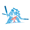 Origin Murals Cricket Players Mural Medium Blue (300cm x 240cm)