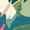 Origin Murals Flowing Flowers Mural Medium Teal Blue and Coral (300cm x 240cm)