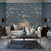 Design ID Geometric Silk Deep Blue & Gold Wallpaper