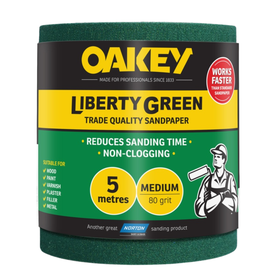 Decorating Supplies Direct Oakey Liberty Green Sandpaper Roll 5m Medium