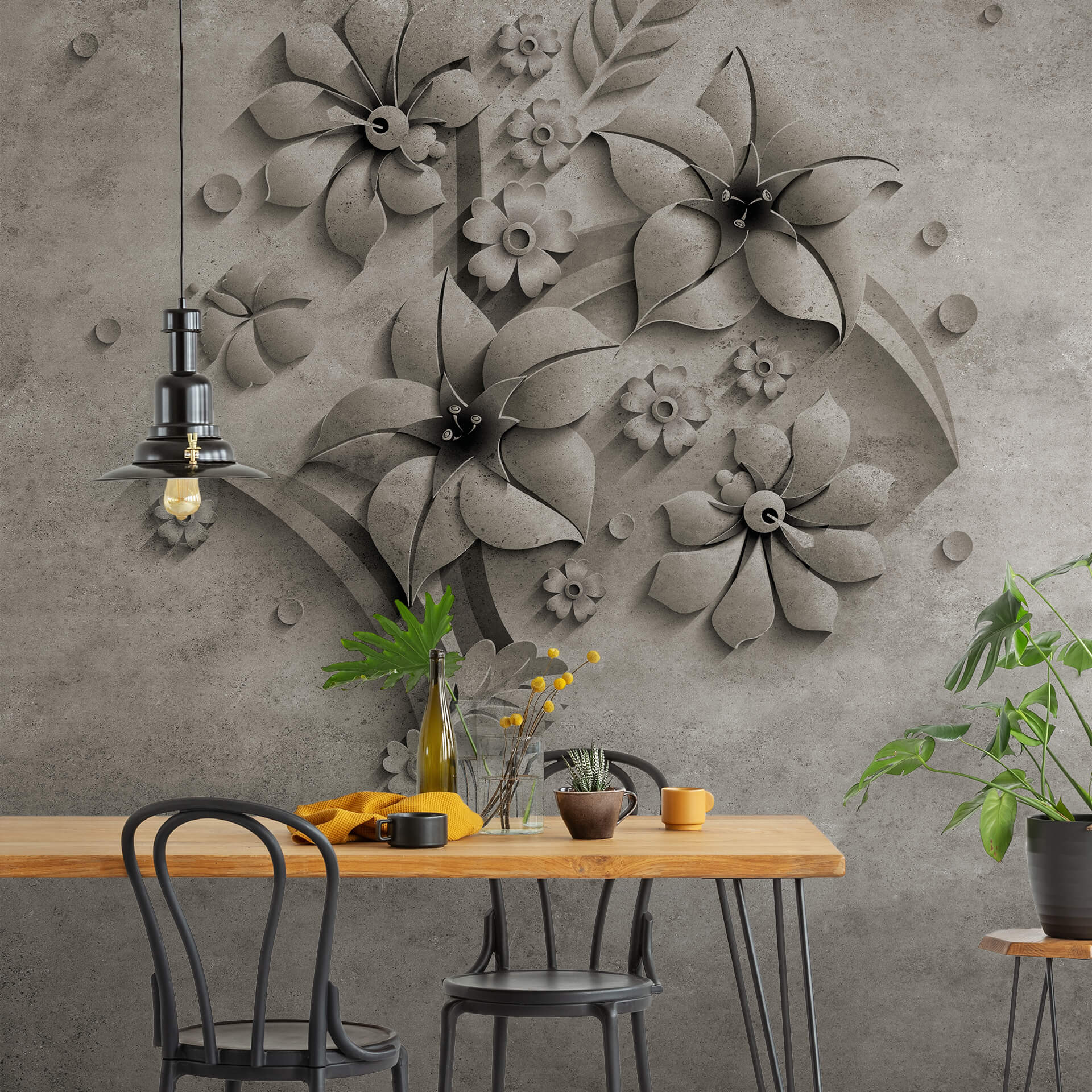 Decorating Supplies Direct Anaglypta Wall Mural Stone Flowers 4